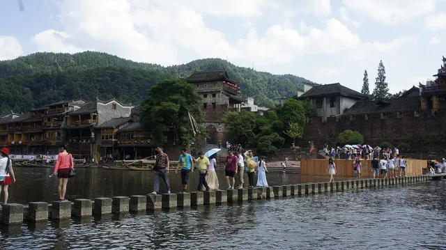 Tuojiang Riverside & the Jumping Stones in Fenghuang